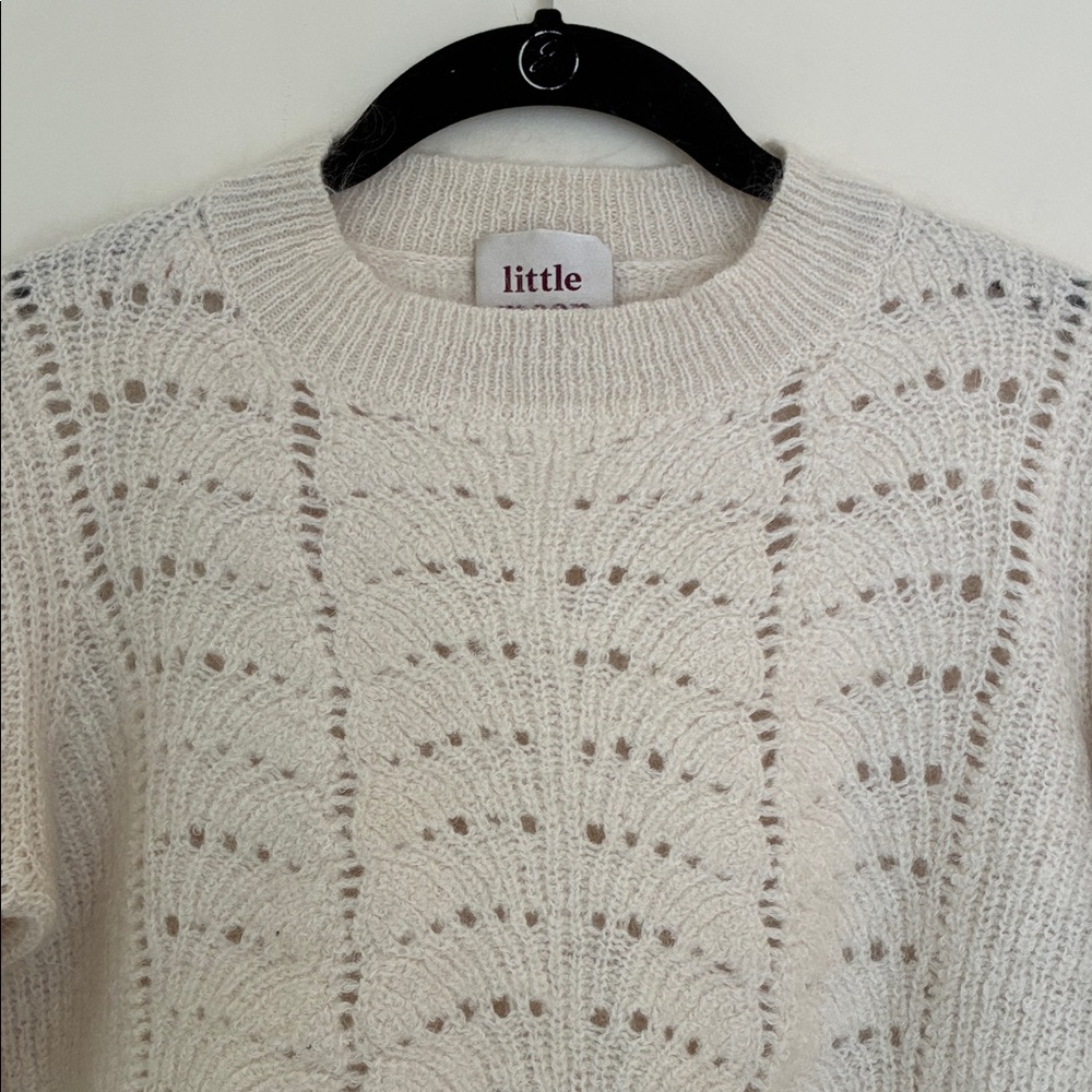 Aritzia Little Moon Cream Mohair Balloon Sleeve Cropped Sweater - Picture 13 of 13